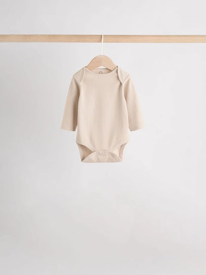 |BabyBoy| Pacote Com 5 Macacões De Manga Comprida Creme Para Bebê