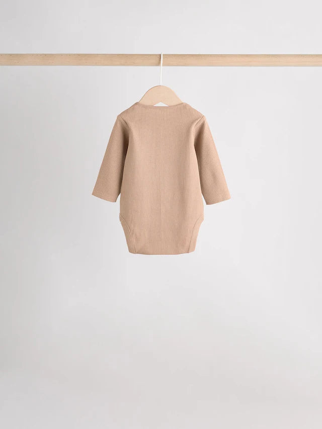 |BabyBoy| Pacote Com 5 Macacões De Manga Comprida Creme Para Bebê