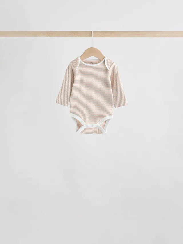 |BabyGirl| Pacote Com 5 Bodies De Manga Comprida Para Bebês, 100% Algodão, Neutro