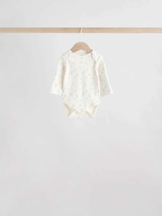 |BabyGirl| Pacote Com 5 Bodies De Manga Comprida Para Bebês, 100% Algodão, Neutro