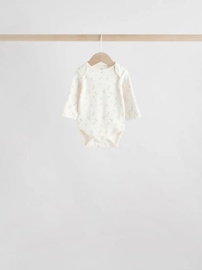 |BabyGirl| Pacote Com 5 Bodies De Manga Comprida Para Bebês, 100% Algodão, Neutro