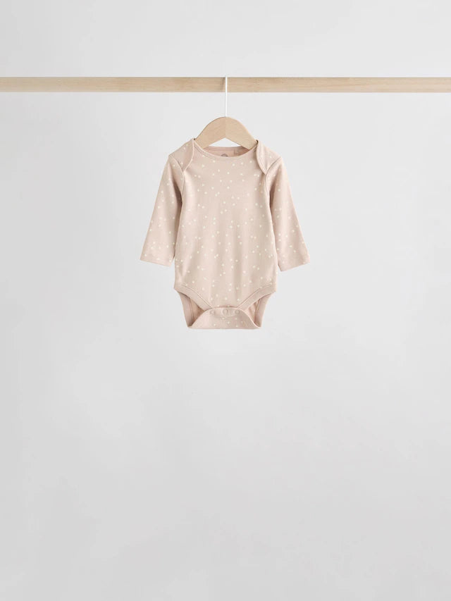 |BabyGirl| Pacote Com 5 Bodies De Manga Comprida Para Bebês, 100% Algodão, Neutro