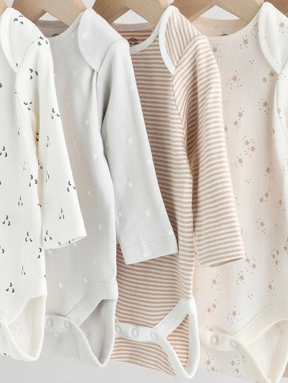 |BabyGirl| Pacote Com 5 Bodies De Manga Comprida Para Bebês, 100% Algodão, Neutro