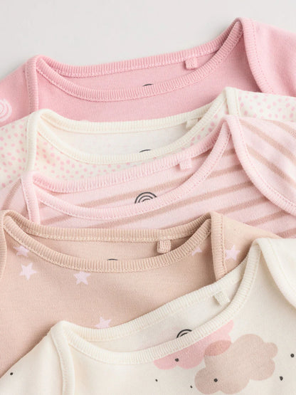 |BabyGirl| Pacote Com 5 Macacões De Manga Comprida Rosa Para Bebê