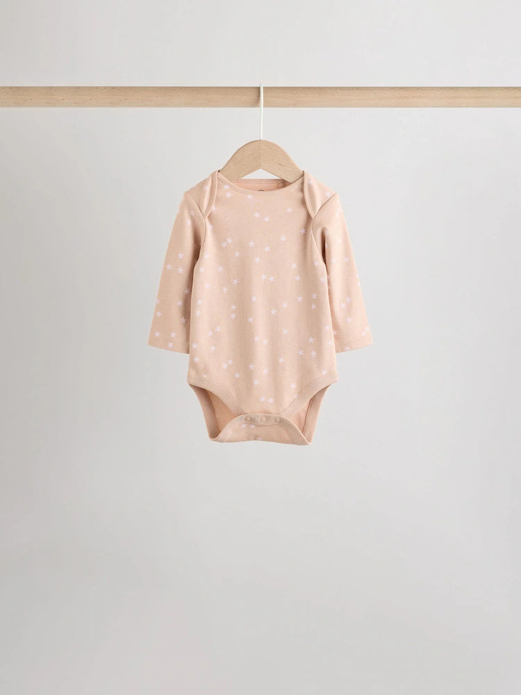 |BabyGirl| Pacote Com 5 Macacões De Manga Comprida Rosa Para Bebê