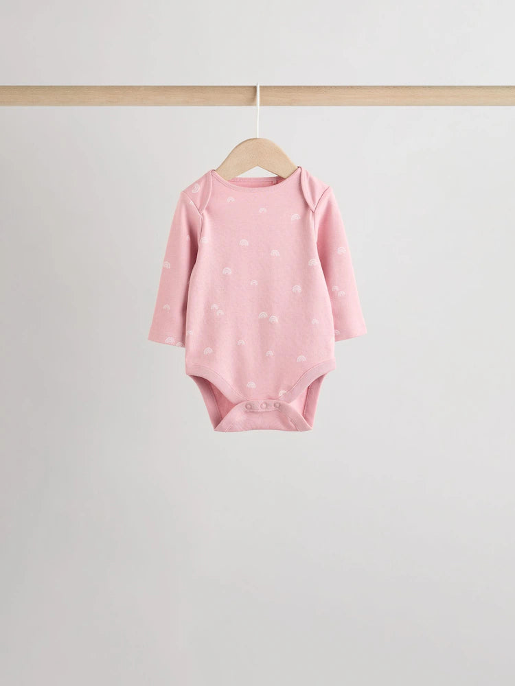 |BabyGirl| Pacote Com 5 Macacões De Manga Comprida Rosa Para Bebê