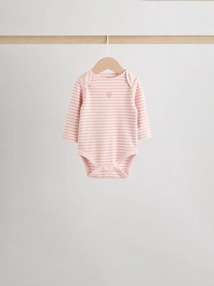 |BabyGirl| Pacote Com 5 Macacões De Manga Comprida Rosa Para Bebê