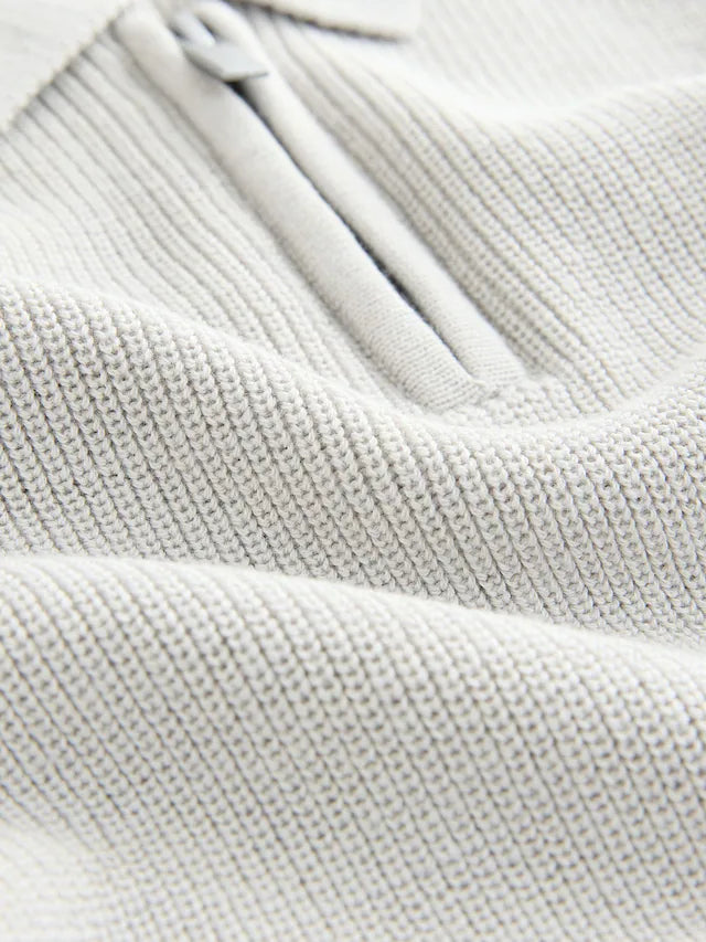 |Boy| Camisa Polo Cinza 100% Algodão Com Gola Alta e Zíper (3 meses a 7 anos)