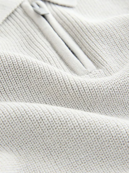 |Boy| Camisa Polo Cinza 100% Algodão Com Gola Alta e Zíper (3 meses a 7 anos)