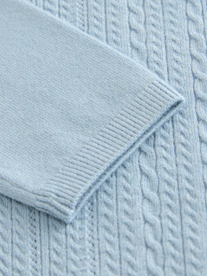 |Boy| Camisa Polo Azul De Malha Trançada (3 meses a 7 anos)