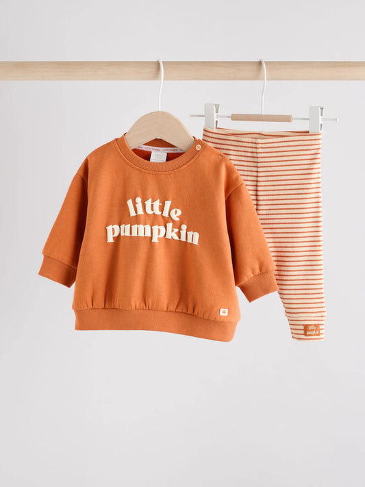 |BabyBoy| Conjunto De Moletom e Leggings Little Pumpkin Baby (0 meses a 2 anos)
