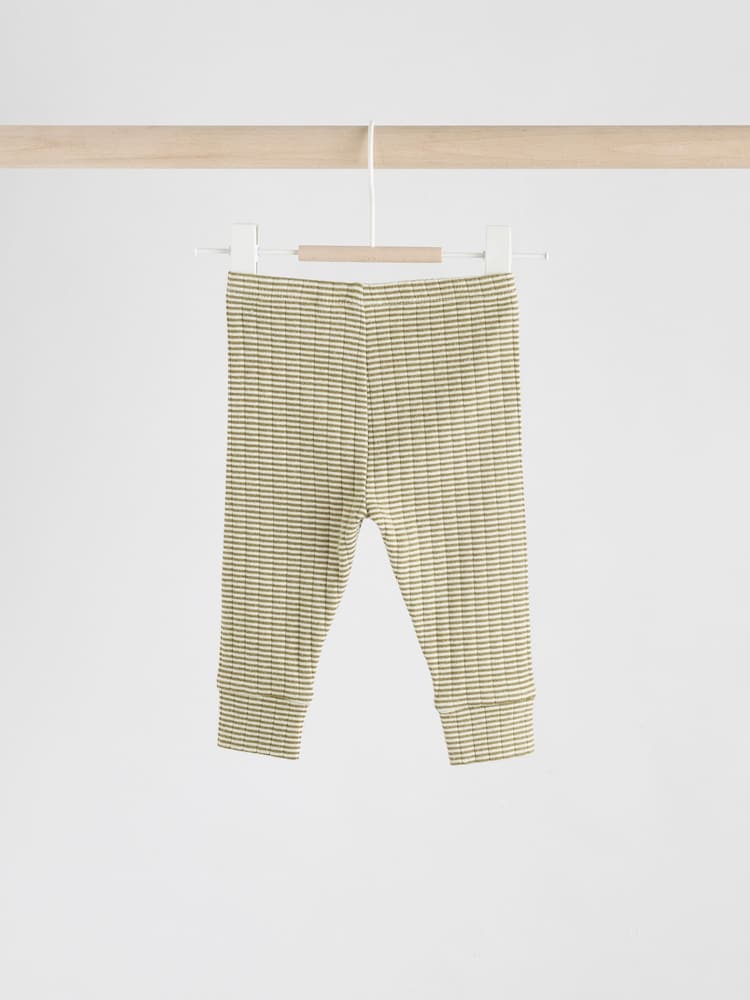 |BabyGirl| Conjunto De Blusa e Legging Listrada Verde/Branca Para Bebê (0 meses a 2 anos)