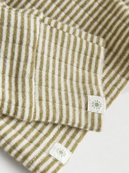 |BabyGirl| Conjunto De Blusa e Legging Listrada Verde/Branca Para Bebê (0 meses a 2 anos)
