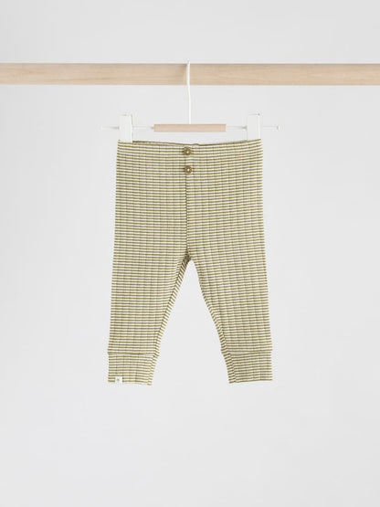 |BabyGirl| Conjunto De Blusa e Legging Listrada Verde/Branca Para Bebê (0 meses a 2 anos)