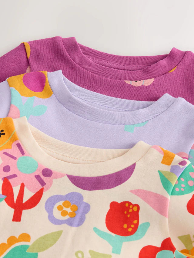 |Girl| Pijama De Abóbora Roxa Com Estampa De Abóbora, Pacote Com 3 (9 meses a 10 anos)