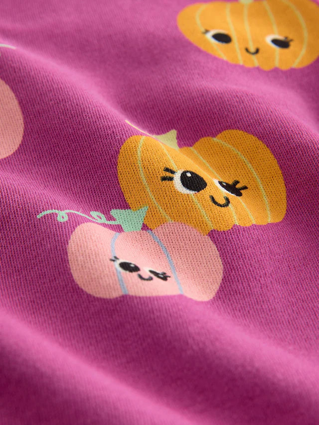 |Girl| Pijama De Abóbora Roxa Com Estampa De Abóbora, Pacote Com 3 (9 meses a 10 anos)
