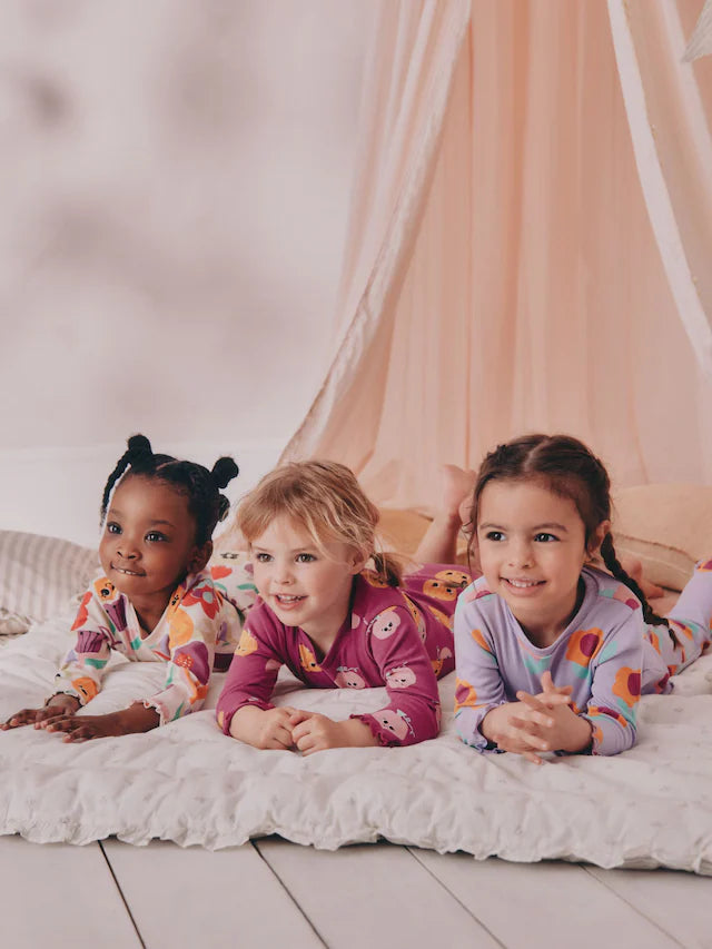 |Girl| Pijama De Abóbora Roxa Com Estampa De Abóbora, Pacote Com 3 (9 meses a 10 anos)