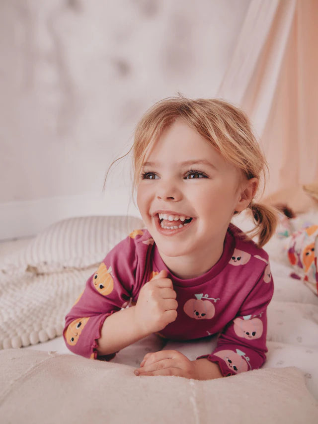 |Girl| Pijama De Abóbora Roxa Com Estampa De Abóbora, Pacote Com 3 (9 meses a 10 anos)