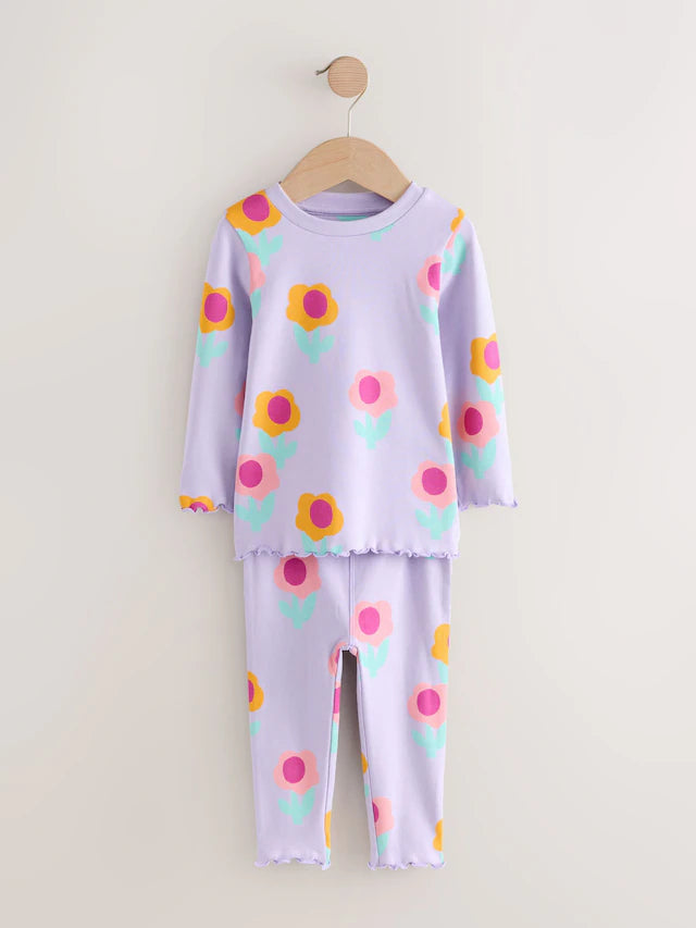 |Girl| Pijama De Abóbora Roxa Com Estampa De Abóbora, Pacote Com 3 (9 meses a 10 anos)