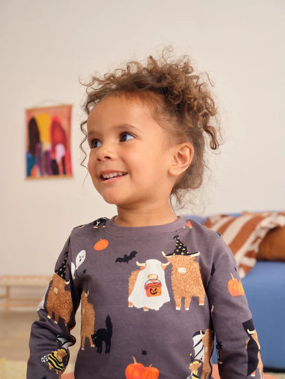 |Girl| Pijama De Halloween Com Estampa Hamish Para Gostosuras Ou Travessuras (9 meses a 12 anos)