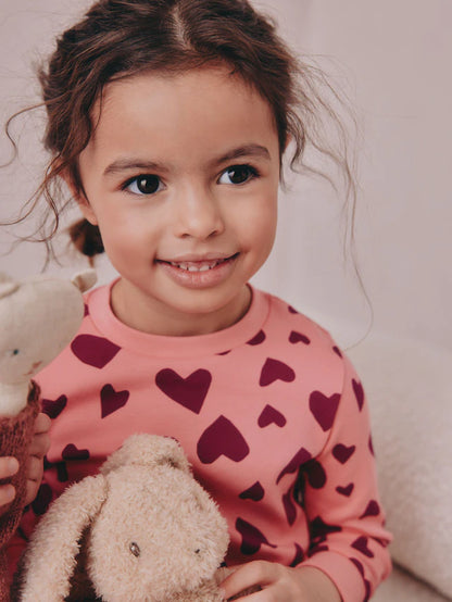 |Girl| Pijama Snuggle Com Estampa De Carimbo Vermelho/Rosa, Pacote com 3 (9 meses a 12 anos)