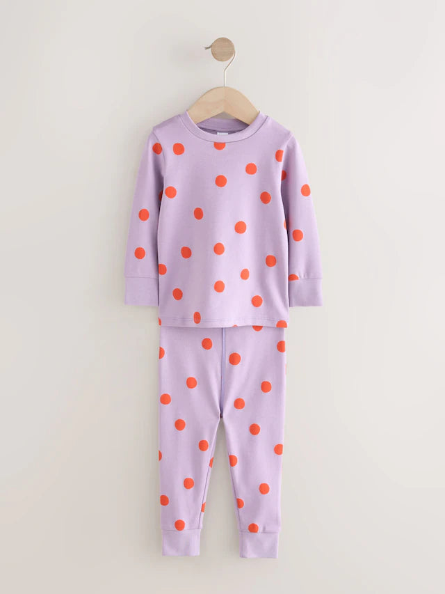 |Girl| Pijama Snuggle Com Estampa De Carimbo Vermelho/Rosa, Pacote com 3 (9 meses a 12 anos)