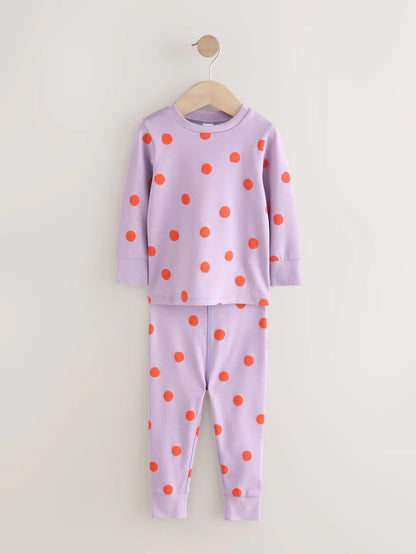 |Girl| Pijama Snuggle Com Estampa De Carimbo Vermelho/Rosa, Pacote com 3 (9 meses a 12 anos)