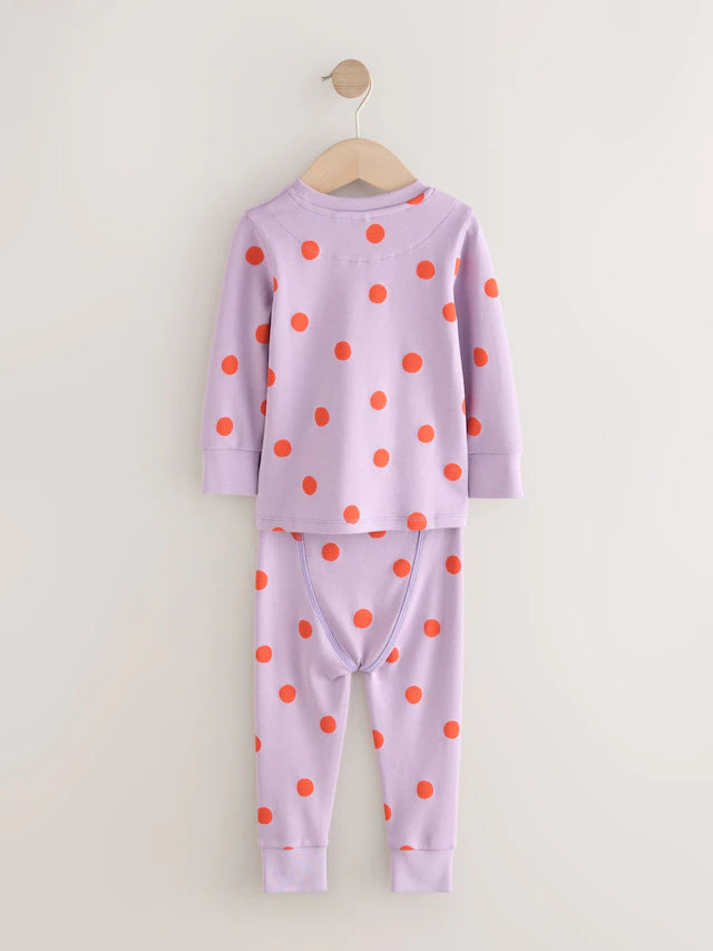 |Girl| Pijama Snuggle Com Estampa De Carimbo Vermelho/Rosa, Pacote com 3 (9 meses a 12 anos)