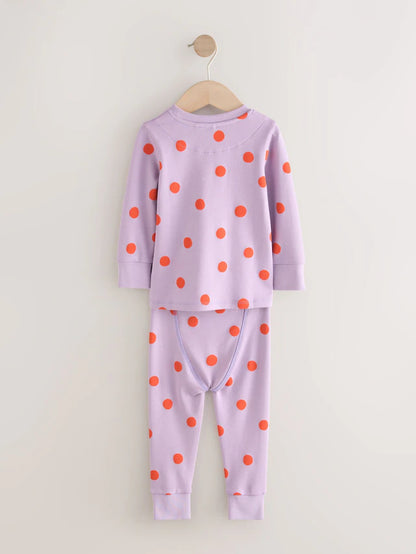 |Girl| Pijama Snuggle Com Estampa De Carimbo Vermelho/Rosa, Pacote com 3 (9 meses a 12 anos)