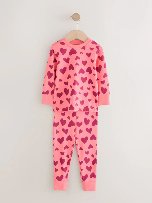 |Girl| Pijama Snuggle Com Estampa De Carimbo Vermelho/Rosa, Pacote com 3 (9 meses a 12 anos)