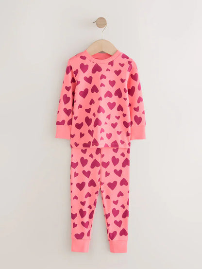 |Girl| Pijama Snuggle Com Estampa De Carimbo Vermelho/Rosa, Pacote com 3 (9 meses a 12 anos)