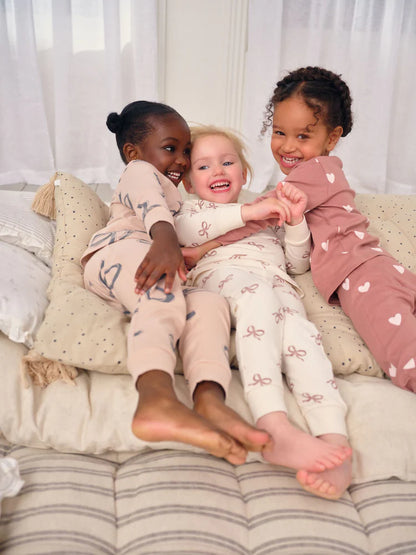 |Girl| Pacote Com 3 Pijamas Aconchegantes Com Estampa De Laço Cru/Marrom (9 meses a 12 anos)