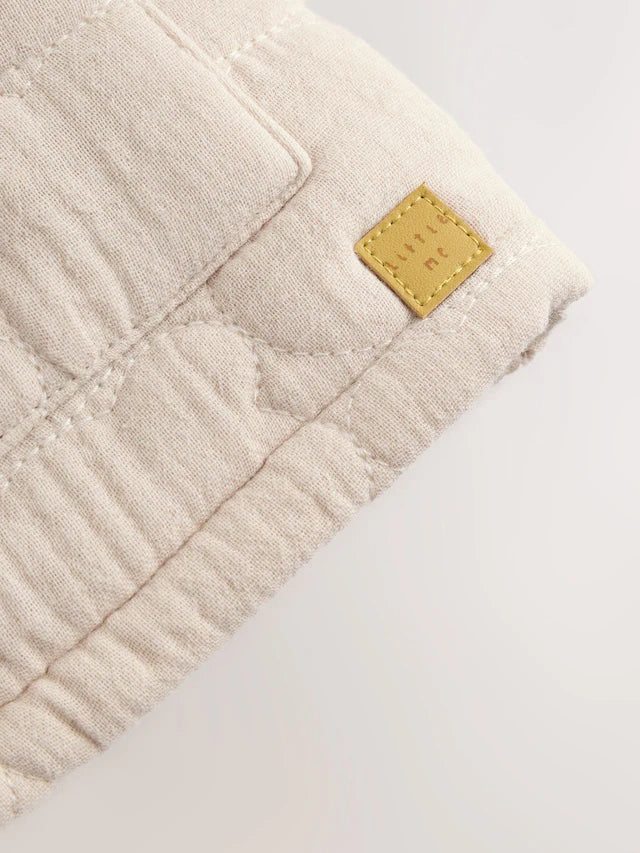 |BabyBoy| Jaqueta Acolchoada Com Zíper e Estampa De Urso Cru Para Bebê