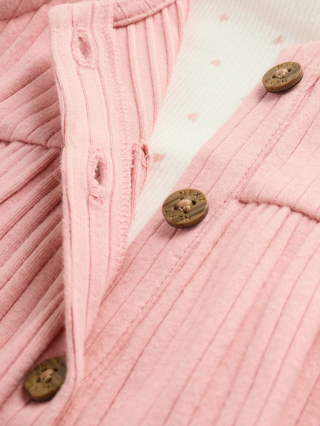 |BabyGirl| Macacão De Malha Rosa Para Bebê (0 meses a 2 anos)