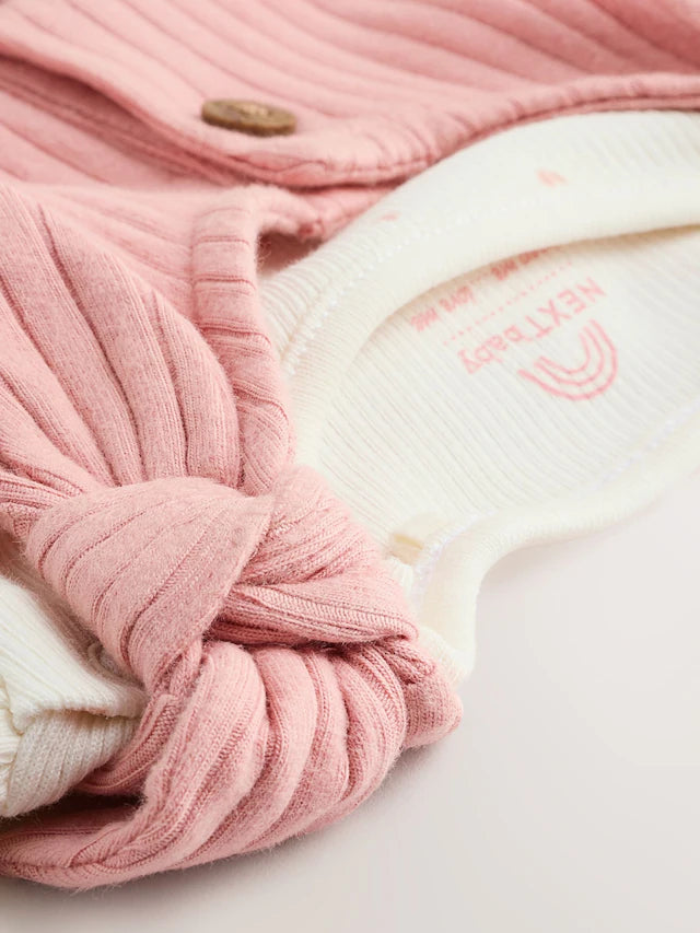 |BabyGirl| Macacão De Malha Rosa Para Bebê (0 meses a 2 anos)