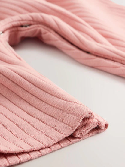 |BabyGirl| Macacão De Malha Rosa Para Bebê (0 meses a 2 anos)