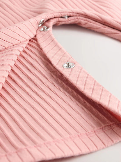 |BabyGirl| Macacão De Malha Rosa Para Bebê (0 meses a 2 anos)