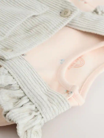 |BabyGirl| Conjunto De 2 Peças De Macacão e Calça De Veludo Com Estampa Verde Sálvia Para bebê (0 meses a 2 anos)