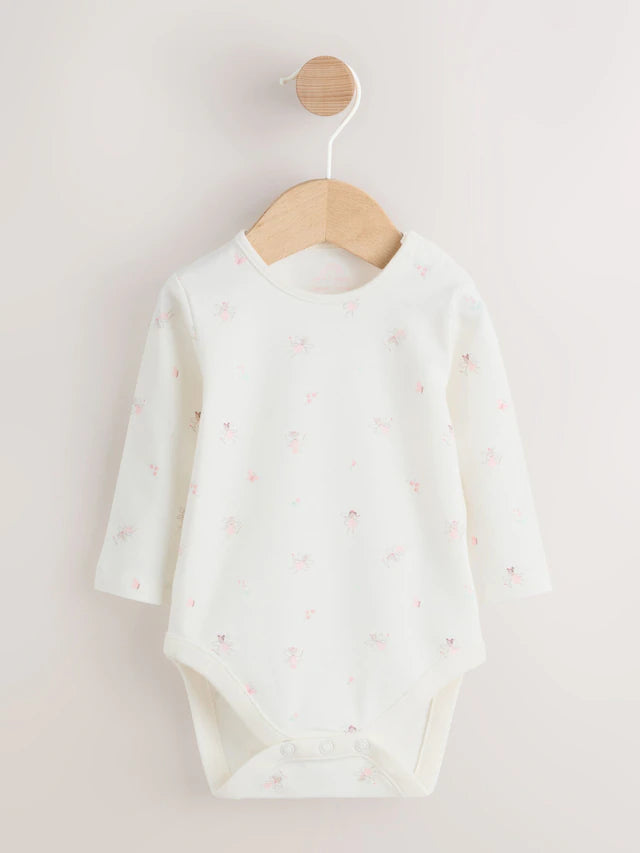 |BabyGirl| Vestido De Avental e Body De Manga Comprida Pink Fairy Baby, Conjunto De 2 peças (0 meses a 2 anos)