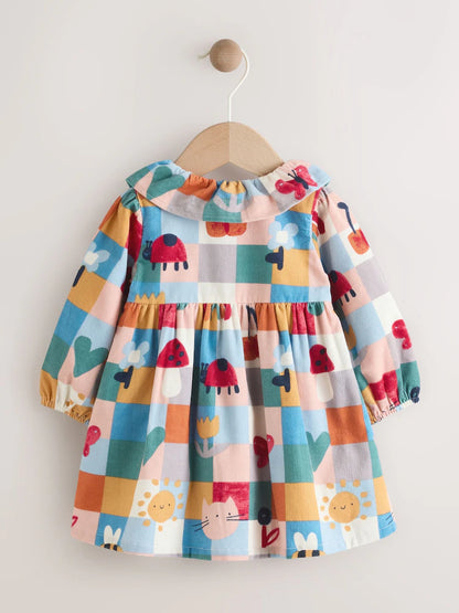 |BabyGirl| Vestido De Bebê Xadrez Vermelho/Azul Com Cordão e Meia-Calça, Conjunto de 2 peças (0 meses a 2 anos)