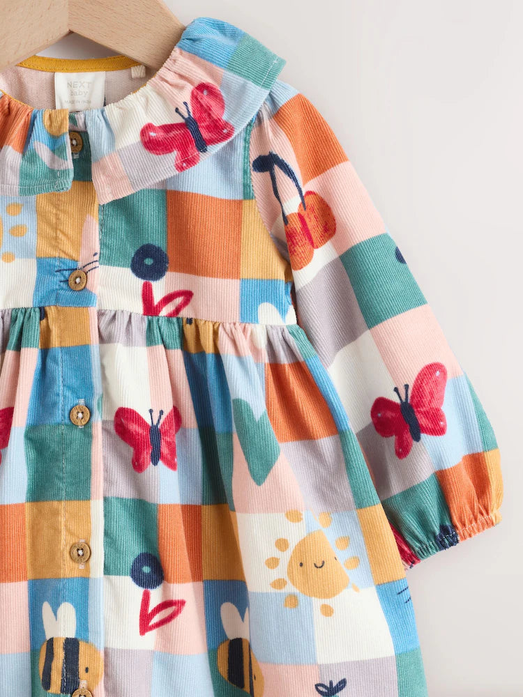 |BabyGirl| Vestido De Bebê Xadrez Vermelho/Azul Com Cordão e Meia-Calça, Conjunto de 2 peças (0 meses a 2 anos)