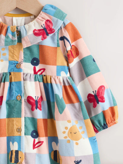 |BabyGirl| Vestido De Bebê Xadrez Vermelho/Azul Com Cordão e Meia-Calça, Conjunto de 2 peças (0 meses a 2 anos)