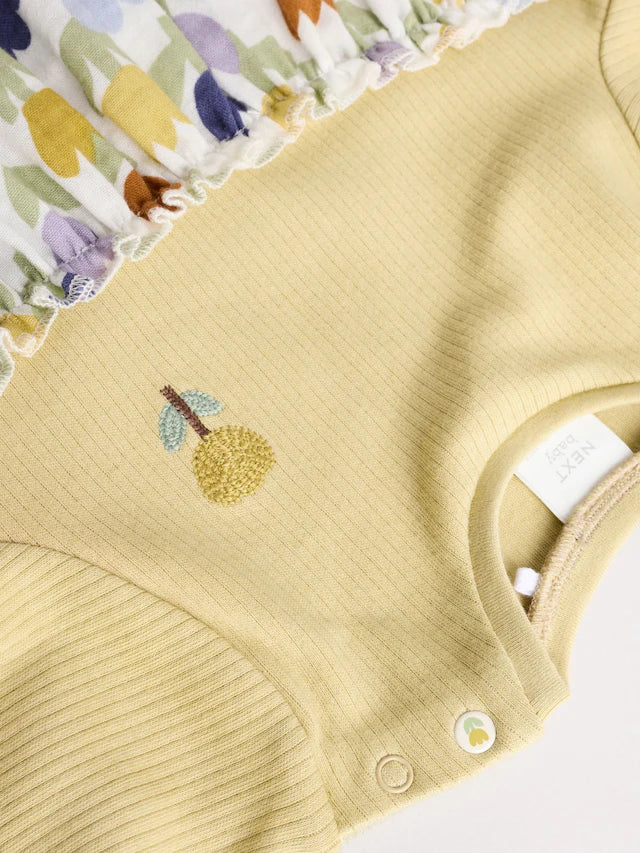 |BabyGirl| Vestidos De Malha Para Bebês Com Flores Azuis/Verdes, Pacote com 2 (0 meses a 2 anos)