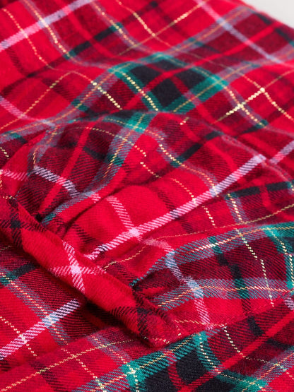 |BabyGirl| Vestido De Manga Comprida Com Gola Xadrez Vermelho Para Bebê (0 meses a 2 anos)