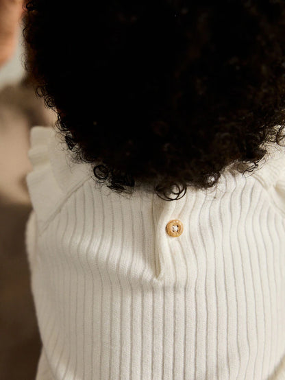 |BabyGirl| Conjunto De 2 Peças De Suéter e Legging De Tricô Creme Para Bebê (0 meses a 3 anos)