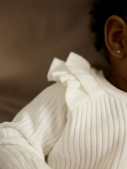 |BabyGirl| Conjunto De 2 Peças De Suéter e Legging De Tricô Creme Para Bebê (0 meses a 3 anos)