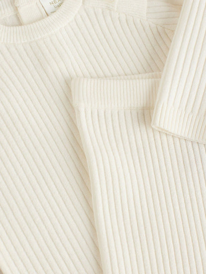 |BabyGirl| Conjunto De 2 Peças De Suéter e Legging De Tricô Creme Para Bebê (0 meses a 3 anos)