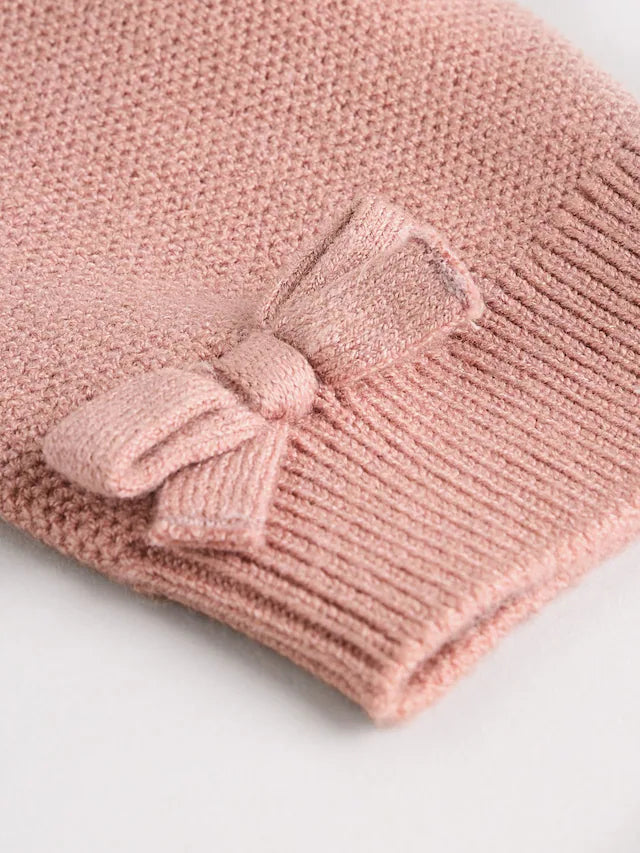 |BabyGirl| Conjunto De 2 Peças De Suéter e Leggings De Tricô Rosa Para Bebê (0 meses a 2 anos)