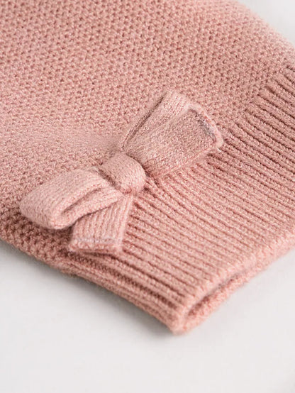|BabyGirl| Conjunto De 2 Peças De Suéter e Leggings De Tricô Rosa Para Bebê (0 meses a 2 anos)