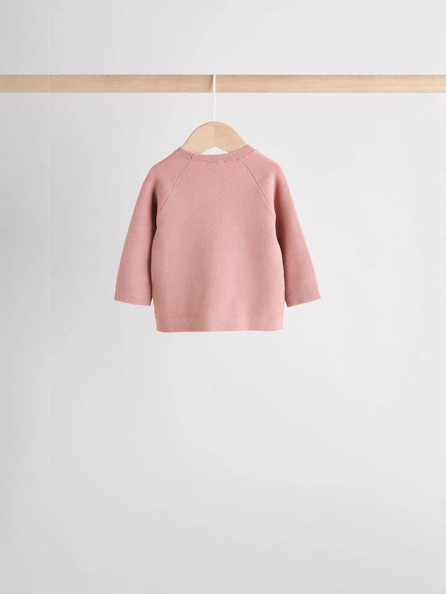 |BabyGirl| Conjunto De 2 Peças De Suéter e Leggings De Tricô Rosa Para Bebê (0 meses a 2 anos)